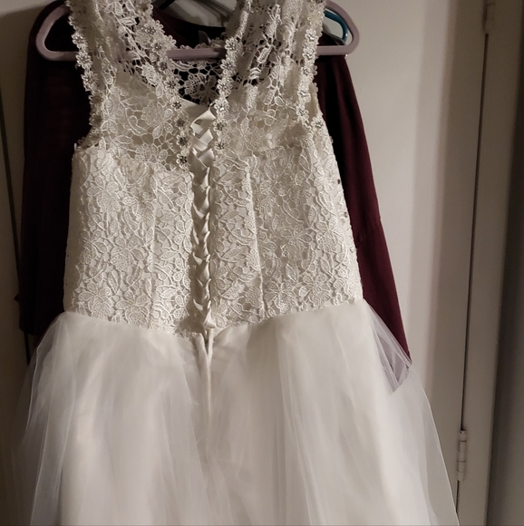 NWOT White Bridal Ball Gown Cap Sleeves Wedding Dress - Picture 5 of 6